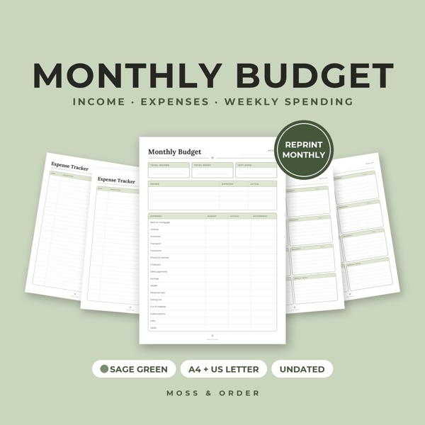 Monthly budget printable